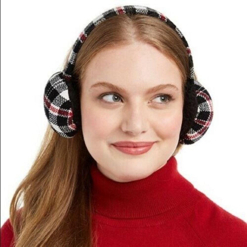Charter Club Plaid Chenille Earmuffs